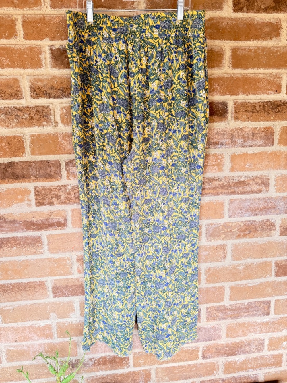 dip Wide-Leg Floral Pants in Yellow and Blue